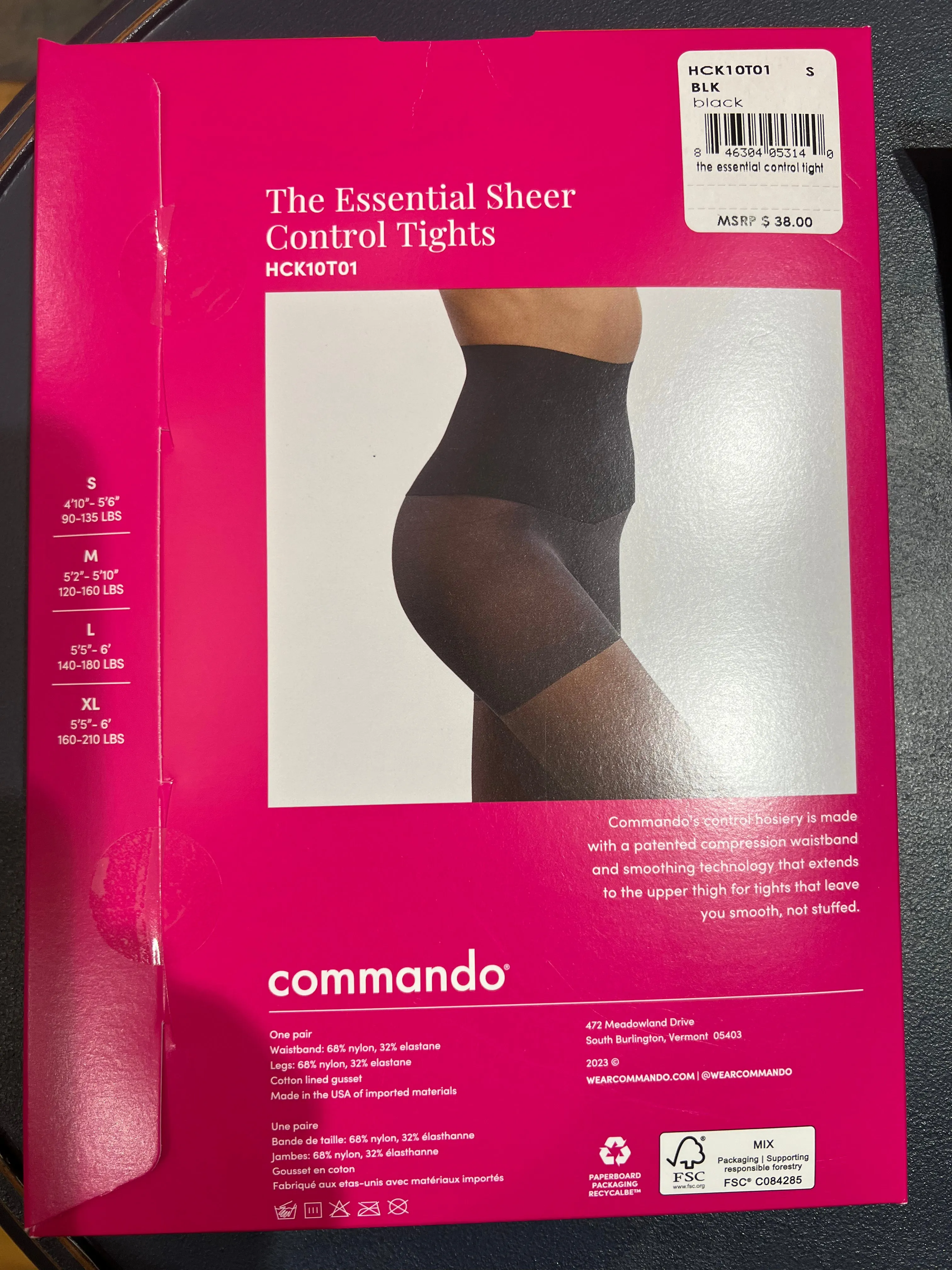 Commando Essential Sheer Control Top Tights in Black