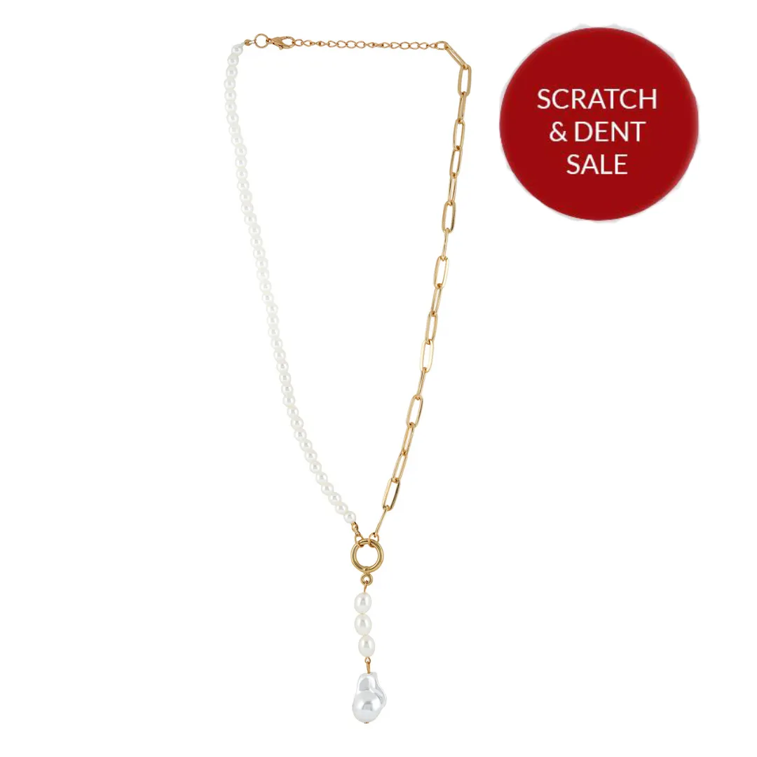 Cosette Pearl Drop White And Gold Necklace - Sample