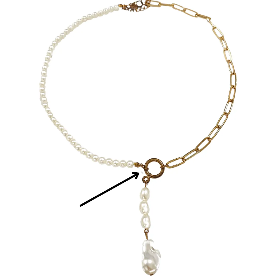 Cosette Pearl Drop White And Gold Necklace - Sample