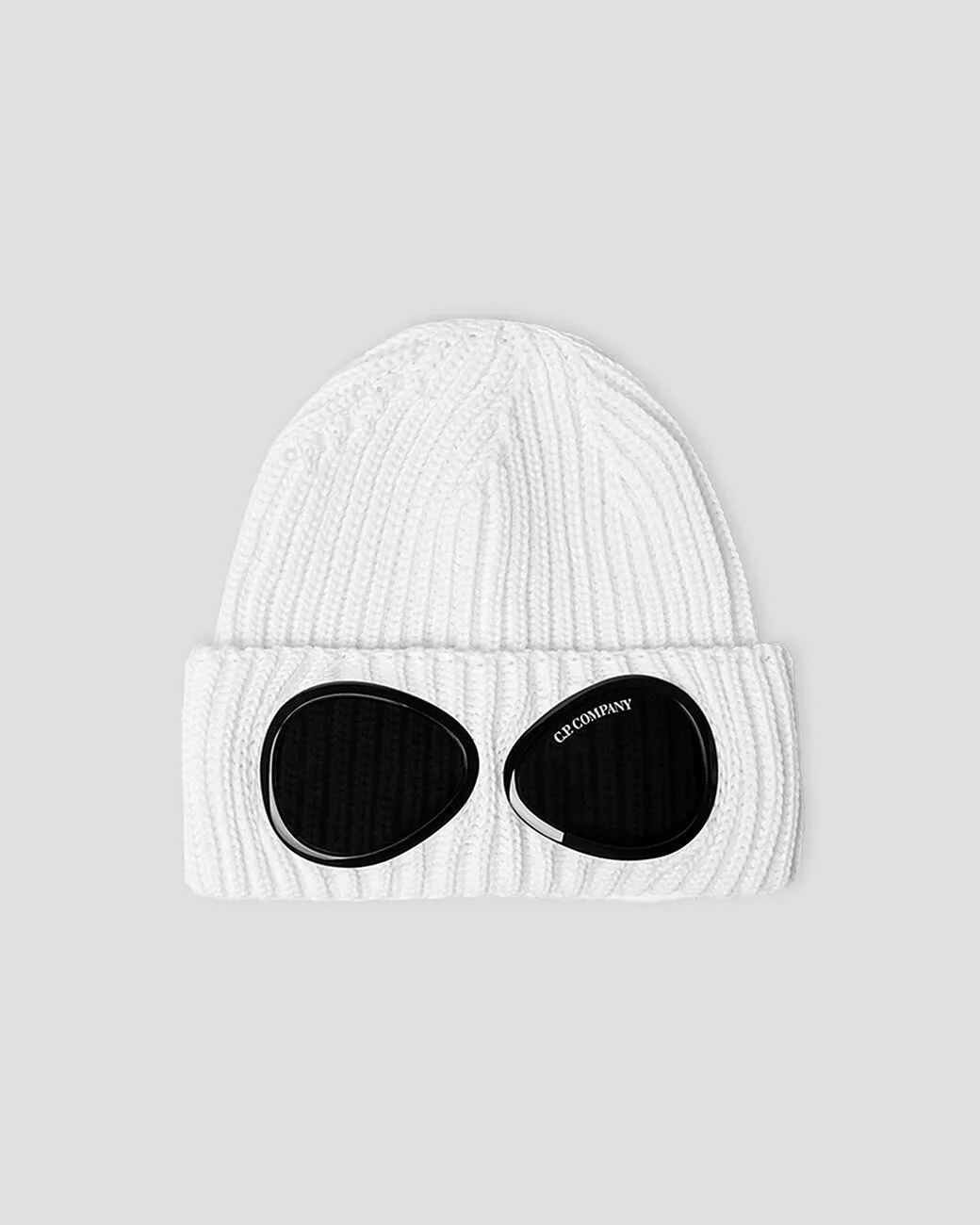 C.P. Company Merino Wool Goggle Beanie / Gauze White