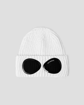 C.P. Company Merino Wool Goggle Beanie / Gauze White