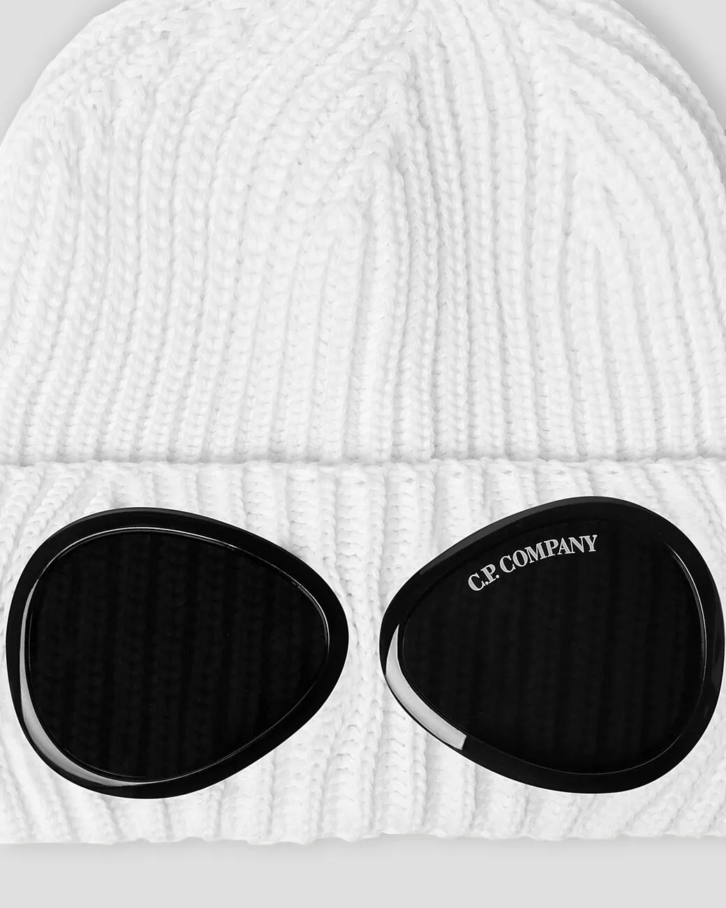 C.P. Company Merino Wool Goggle Beanie / Gauze White