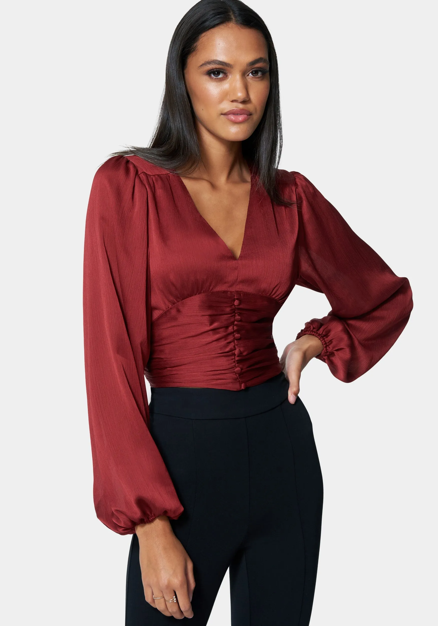 Deep V Front Button Top