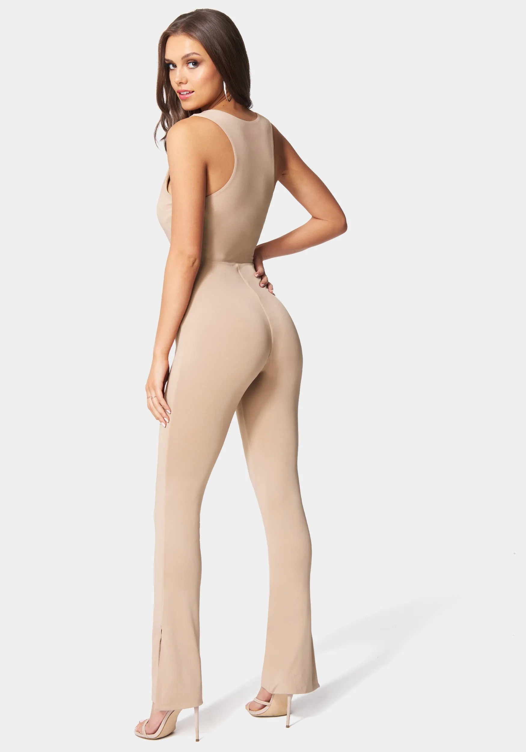 Deep V Lace-Up Jumpsuit