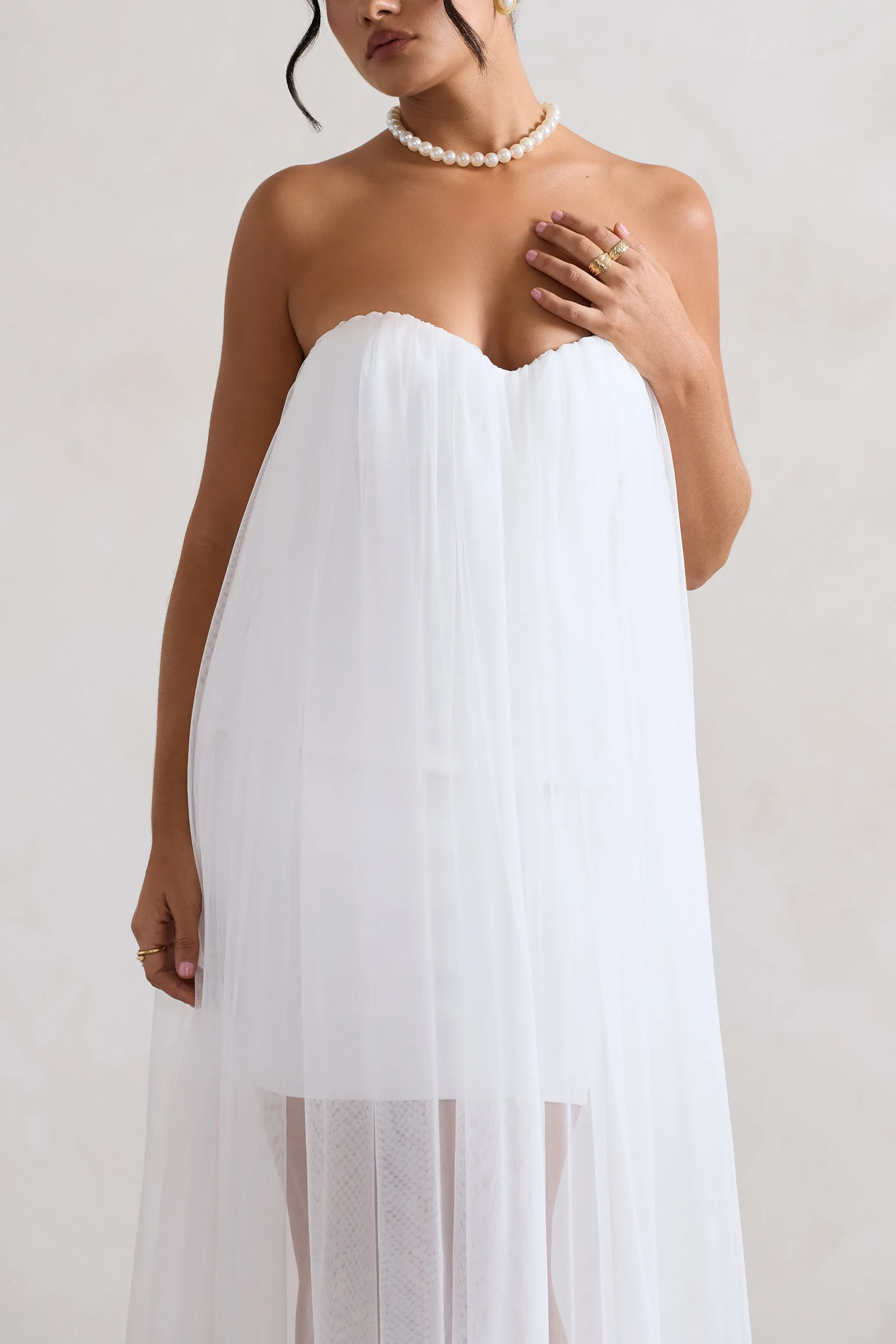 Dreamland | Robe Mini Bustier Ivoire avec Superposition de Tulle