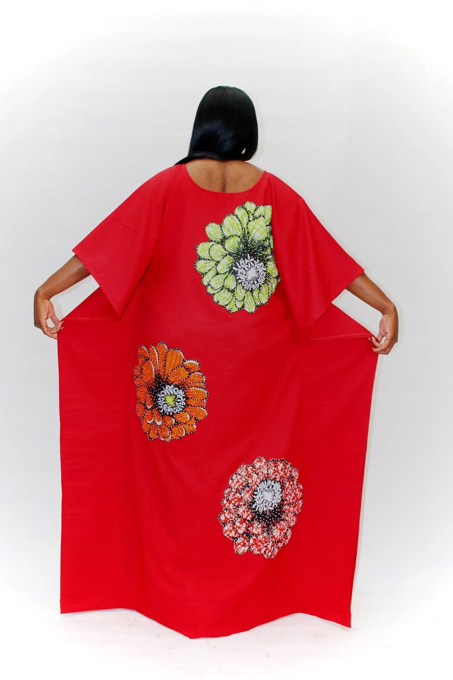 Embellished African Inspired Silk Bubu - Red