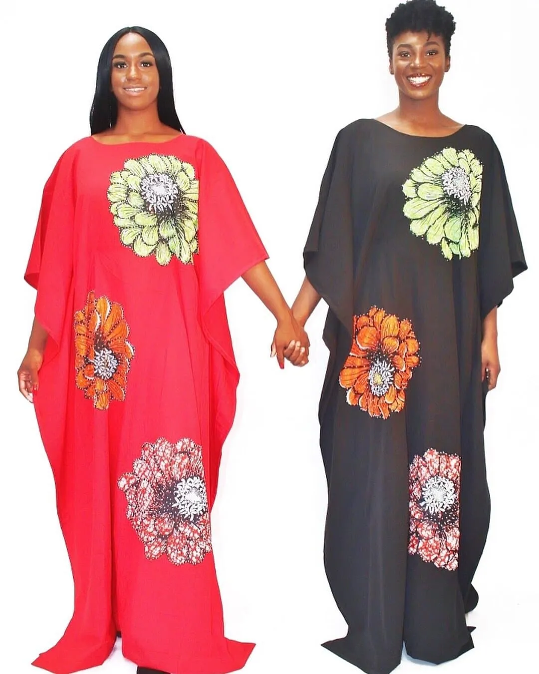 Embellished African Inspired Silk Bubu - Red