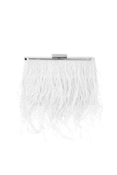 Estelle Feathered Clutch - White