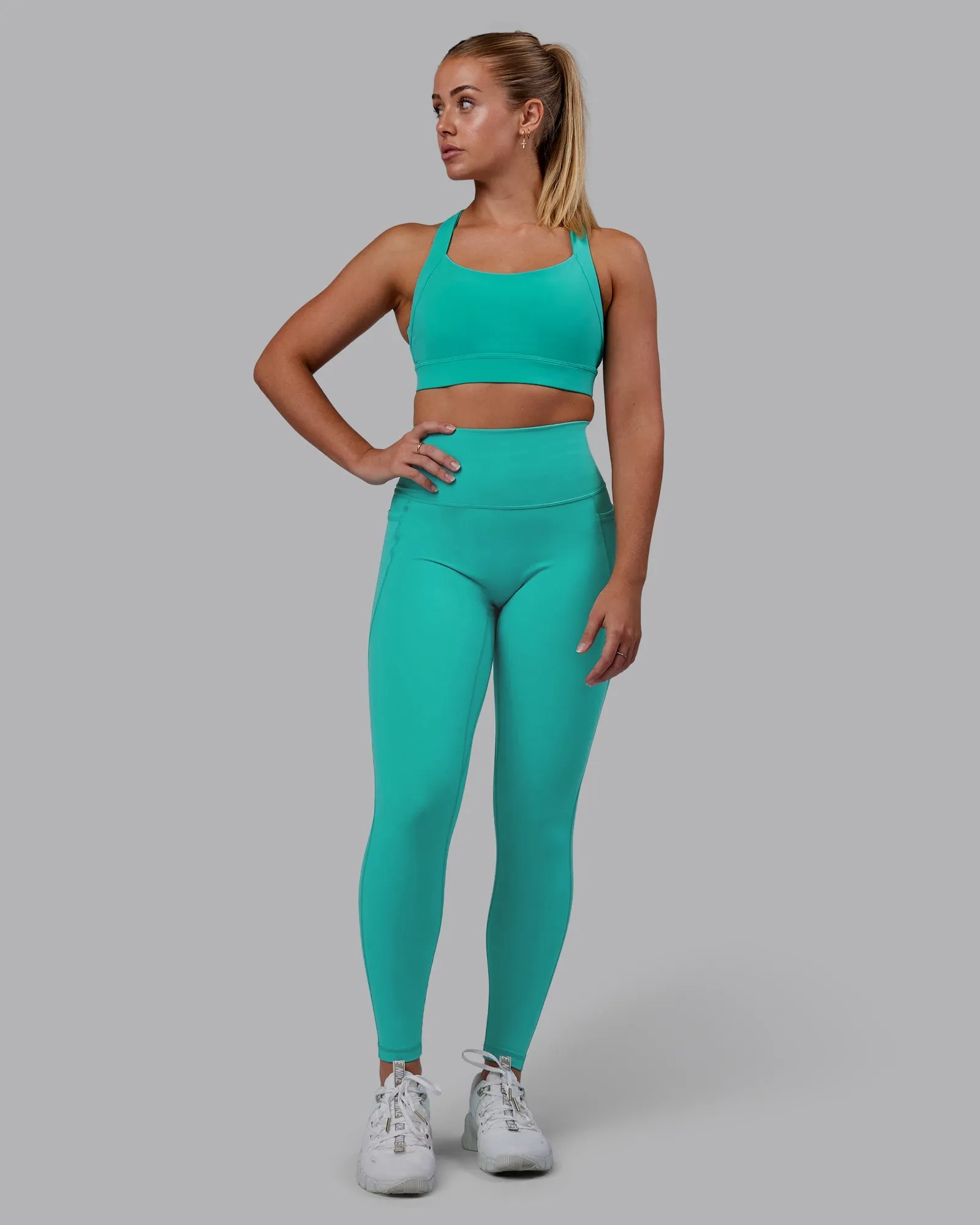 Fusion Full Length Leggings - Turquoise Tide