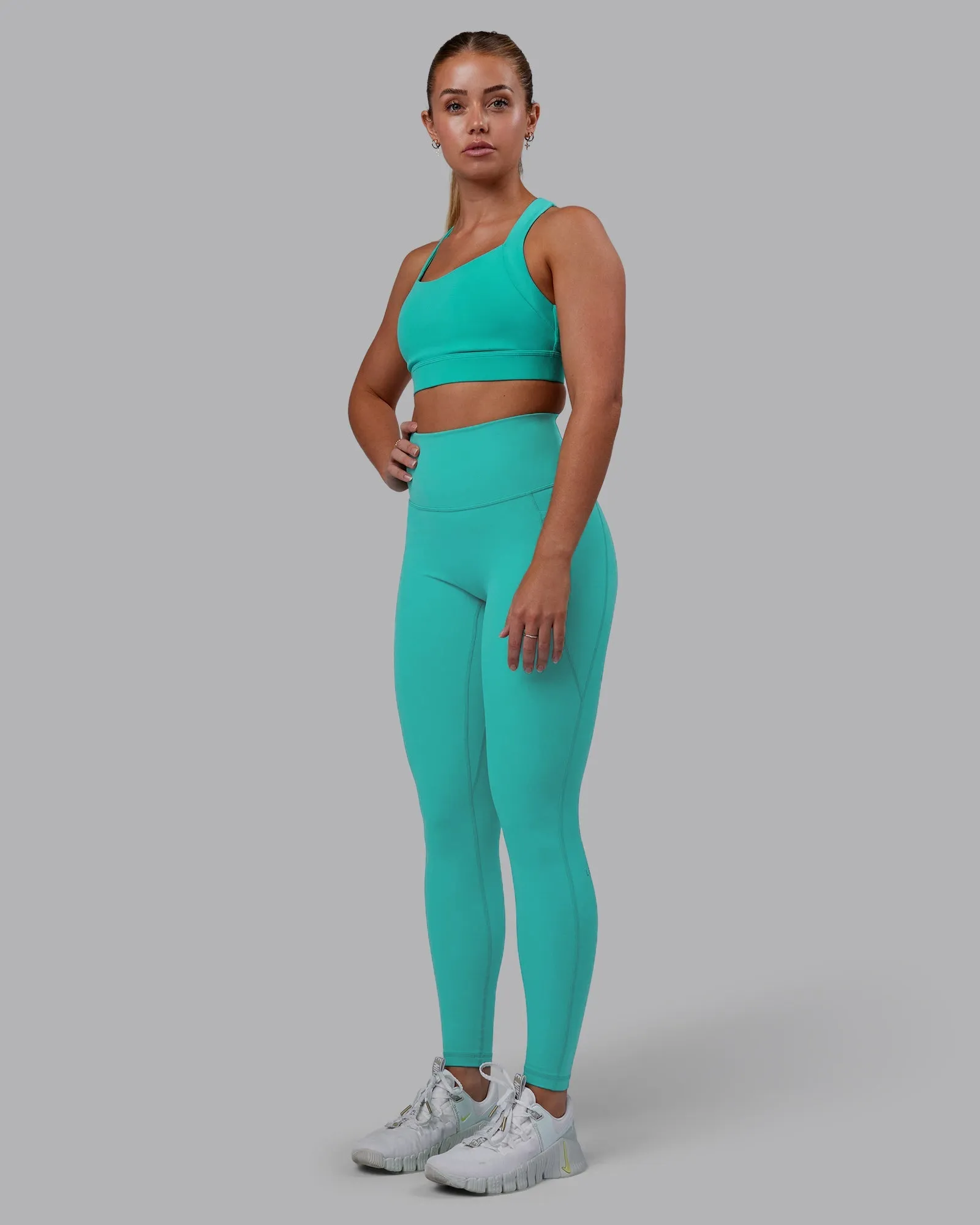 Fusion Full Length Leggings - Turquoise Tide