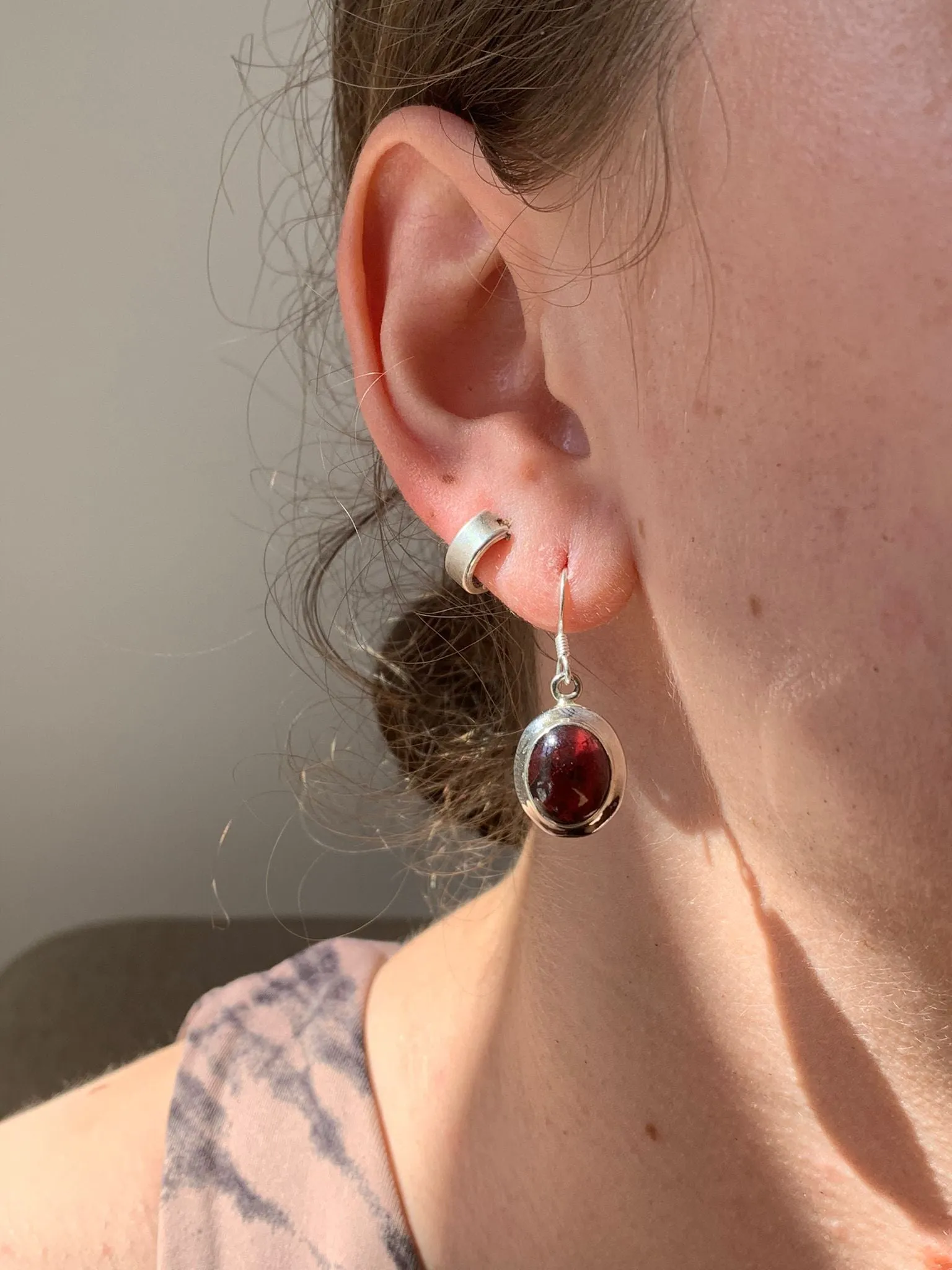 Garnet Ansley Earrings - Cabochon