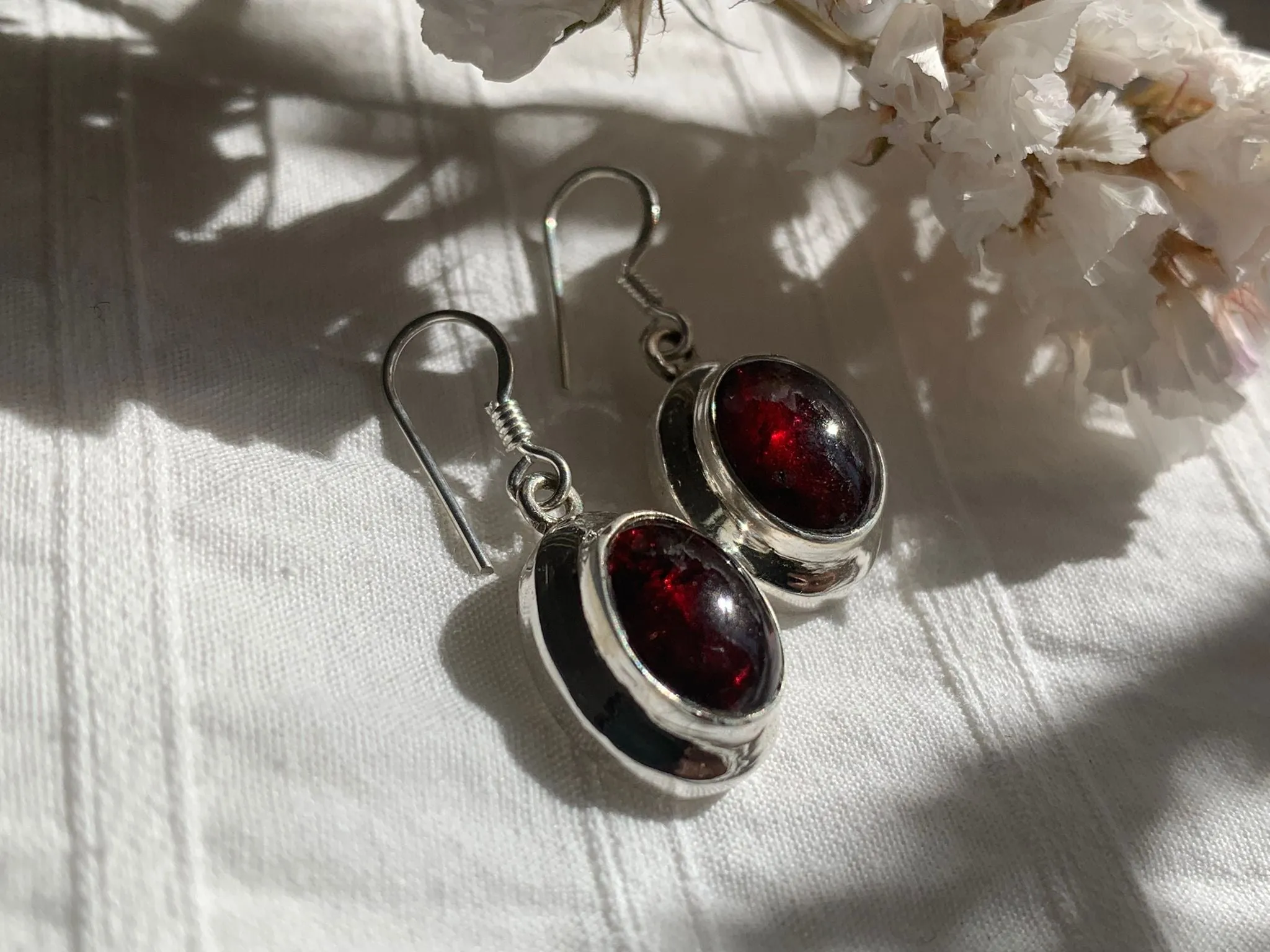 Garnet Ansley Earrings - Cabochon