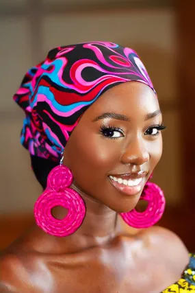 Gift Bundle African Ankara Print Headwrap/Headtie with Rattan Earring- Ujunwa