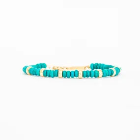 Gold & Turquoise Rondelle Bead Bracelet