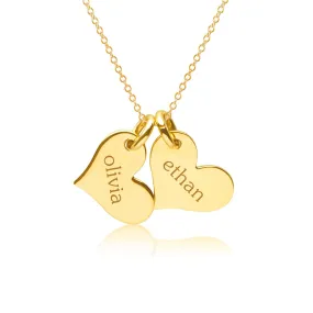 Gold Heart Necklace - 2 Hearts