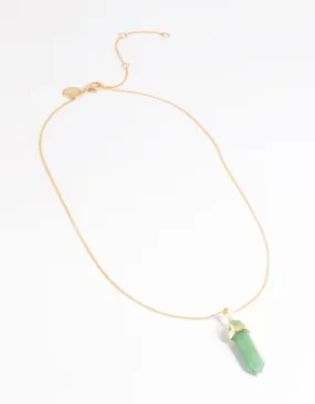 Gold Plated Semi Precious Green Shard Necklace