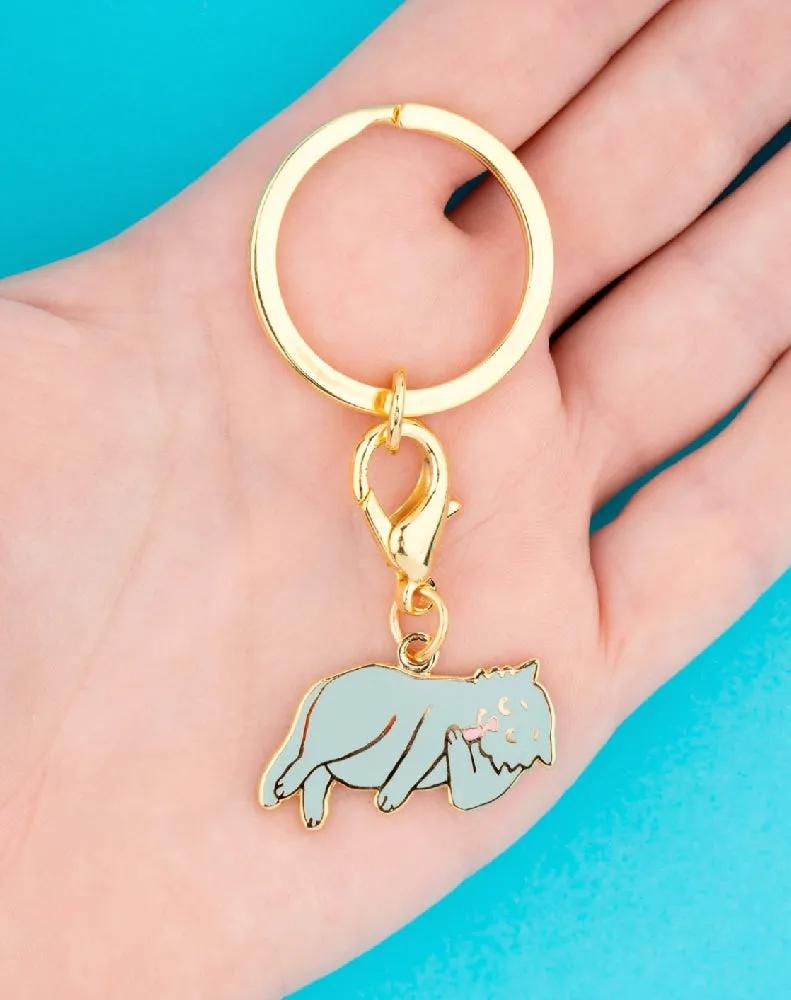 GREY CAT KEY RING