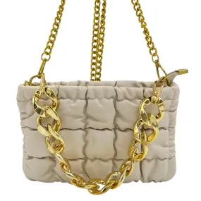 HANDBAG Vegan Convertible Crossbody / Handle Bag - Beige New w/ Tags