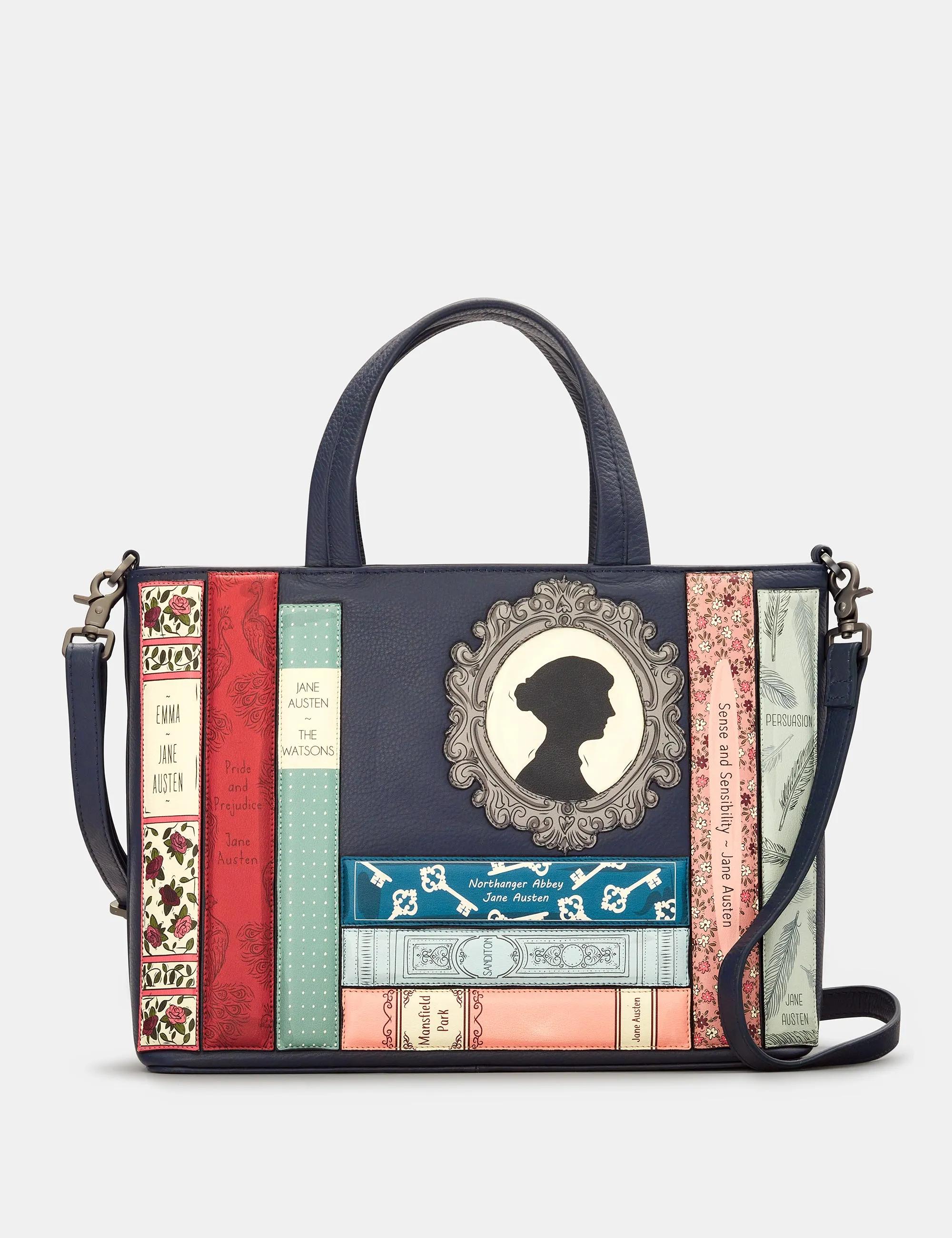 Jane Austen Bookworm Navy Leather Multiway Grab Bag