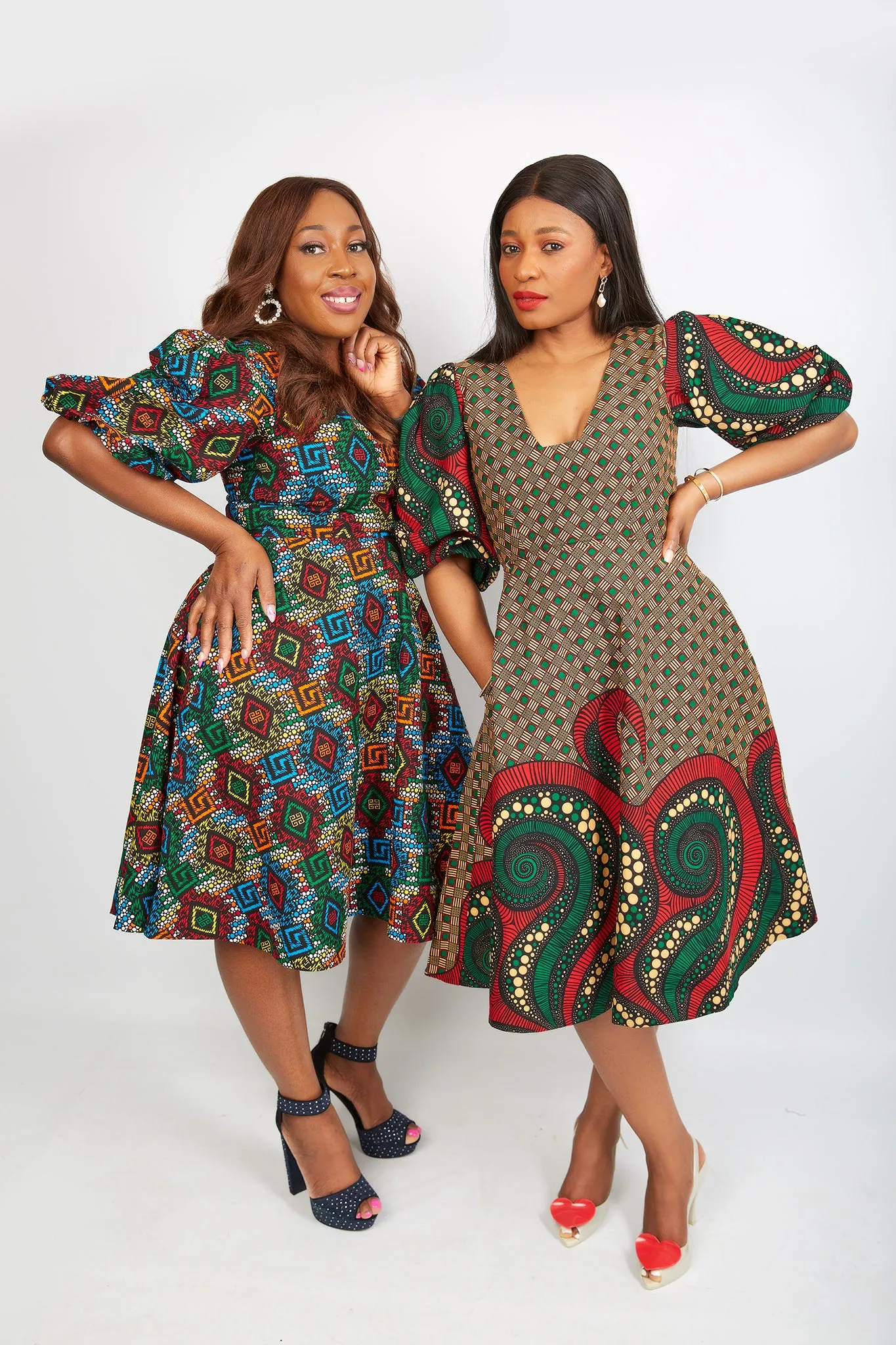 Just Arrived African Print Flare Midi Dress - Dora