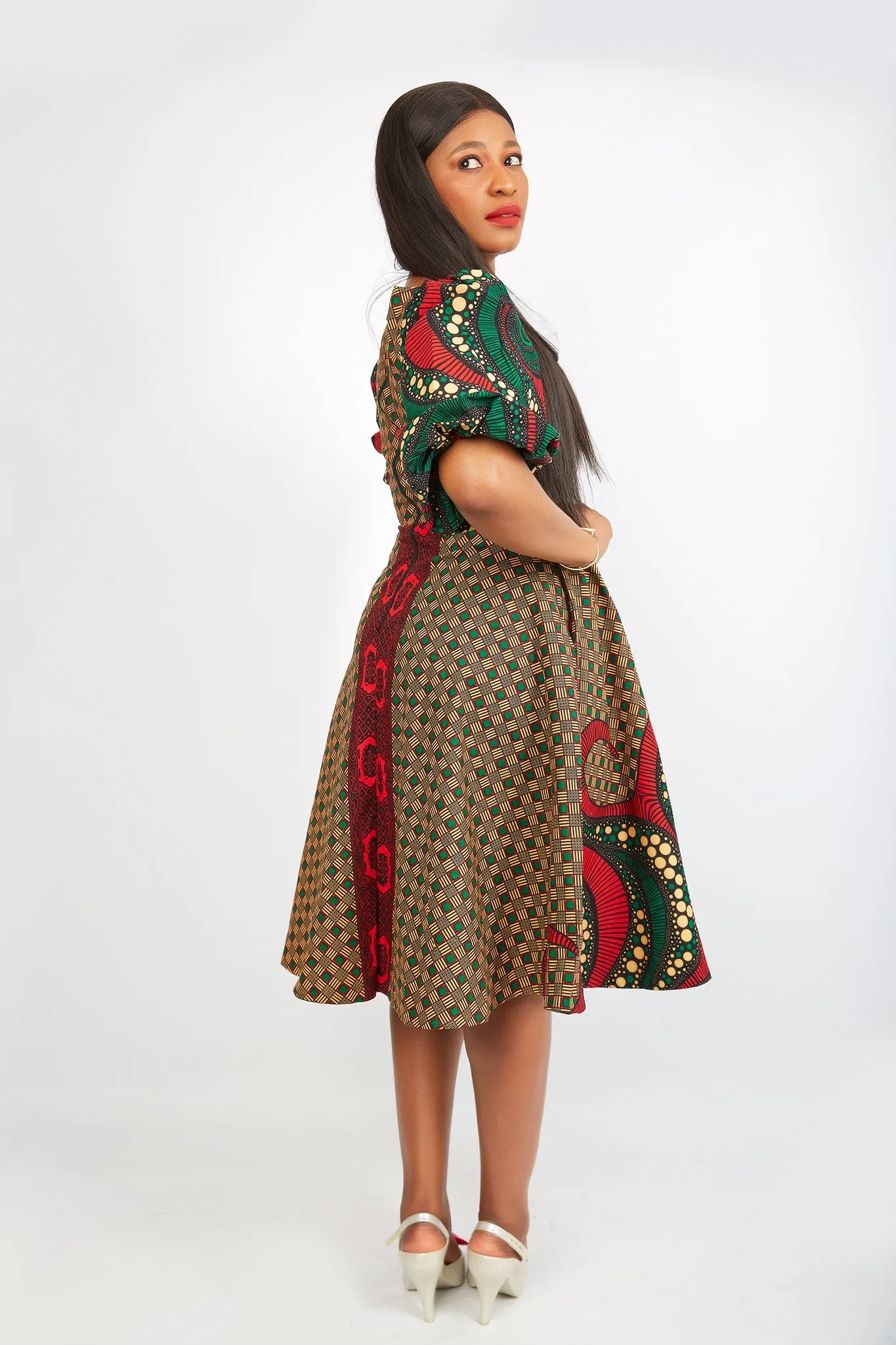 Just Arrived African Print Flare Midi Dress - Dora