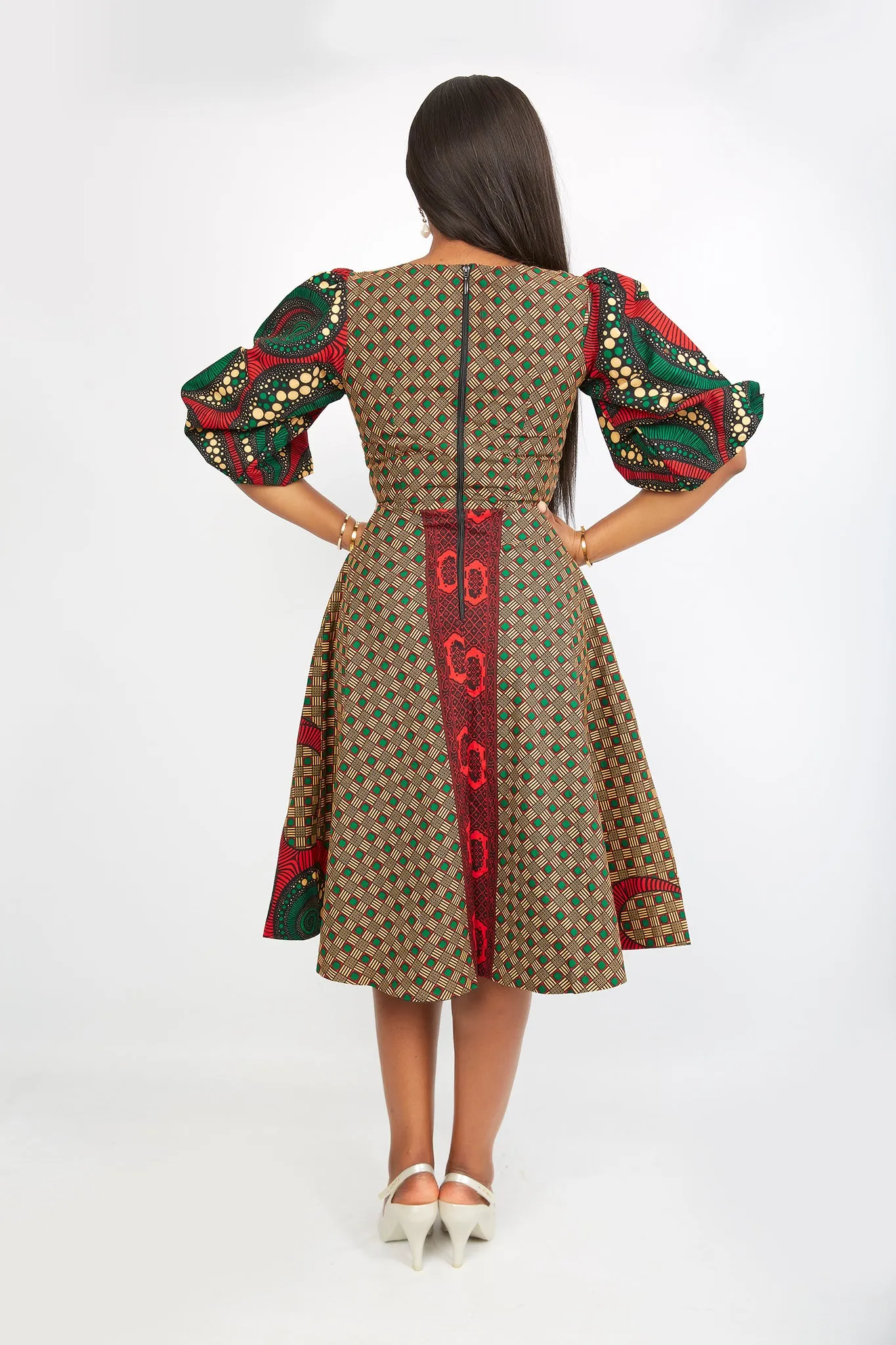 Just Arrived African Print Flare Midi Dress - Dora