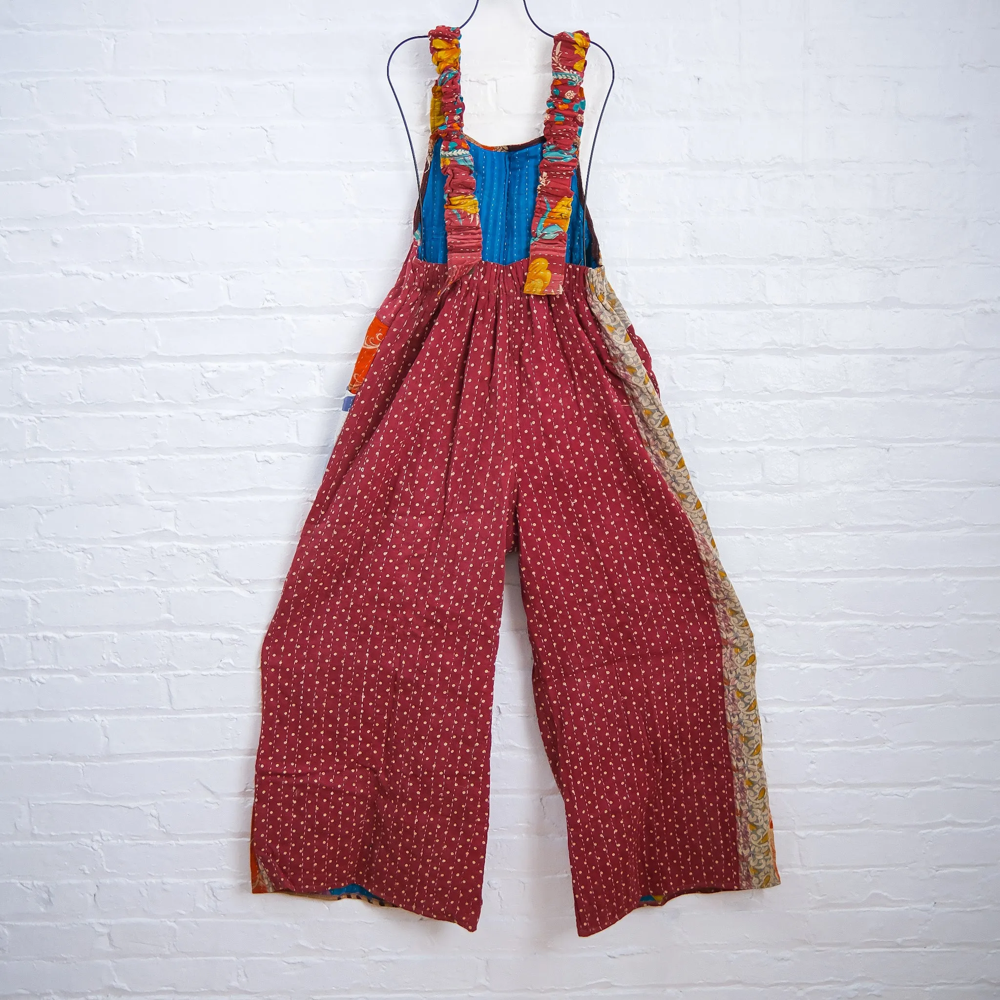 Kantha Wide Leg Palazzo Jumpsuit with Pockets