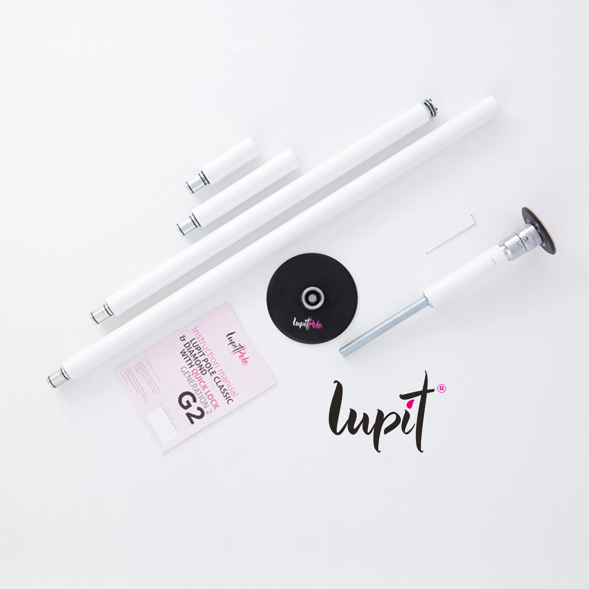 Lupit Pole Classic G2, Quick Lock™, Powder Coated White, 45mm