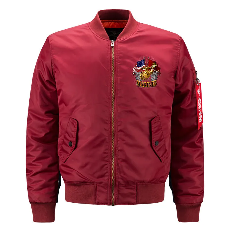 Max To 8XL Marines Embroidery Thicken Pilot Thin Jacket