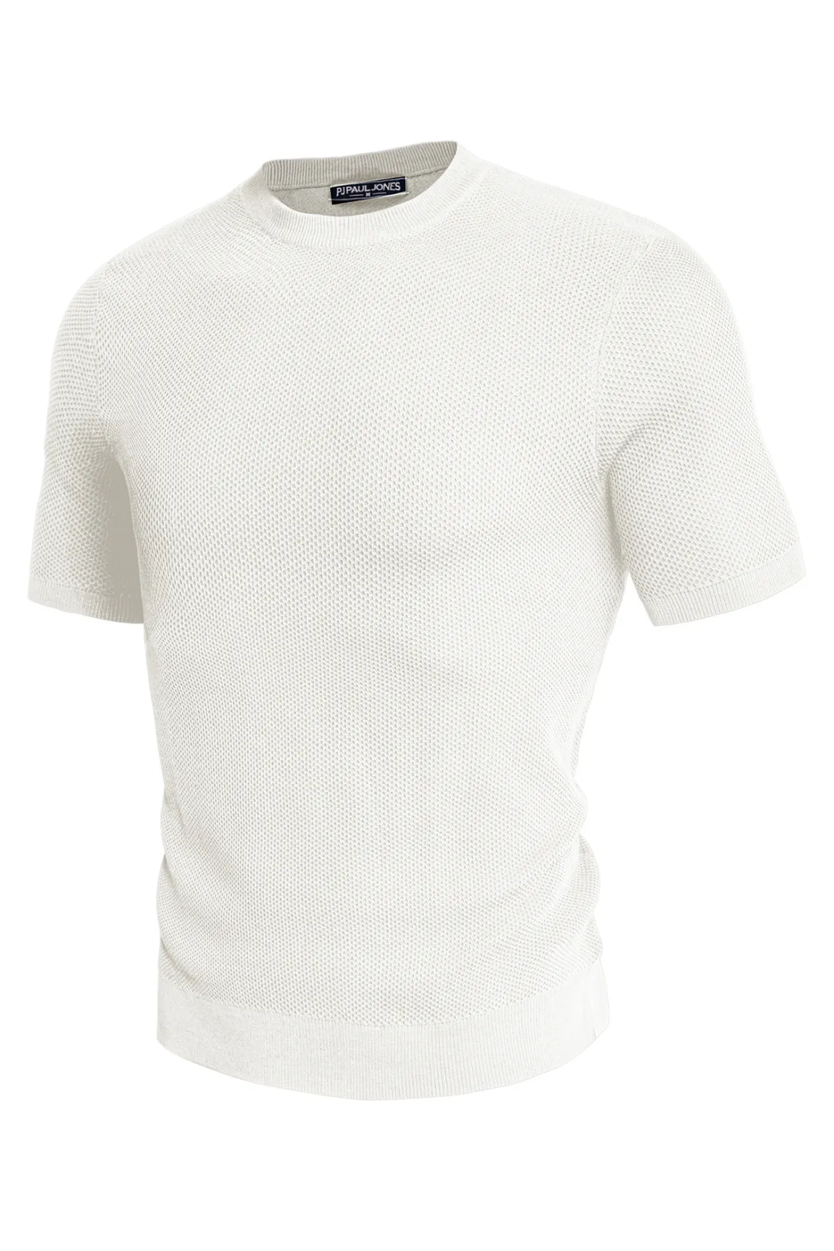 Men's T-Shirts Casual Knit Short Sleeve Crewneck Honeycomb Waffle Solid Knitted Pullover Tees