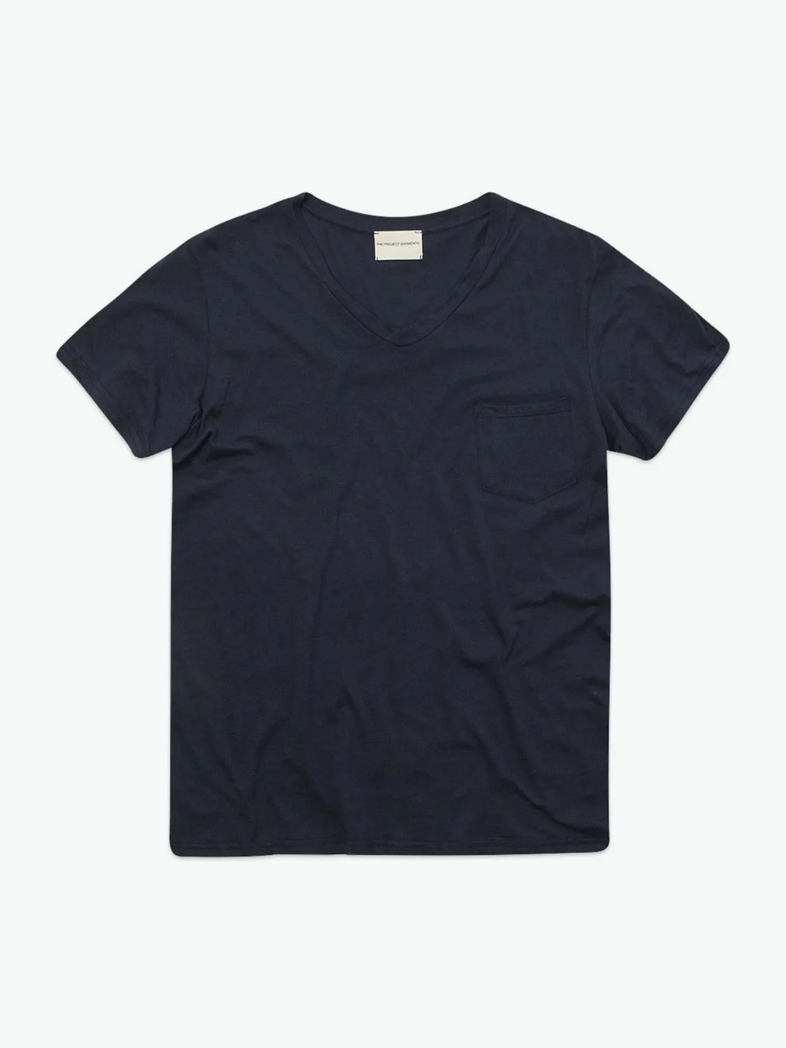 Modal Blend V-neck Pocket T-shirt Navy Blue