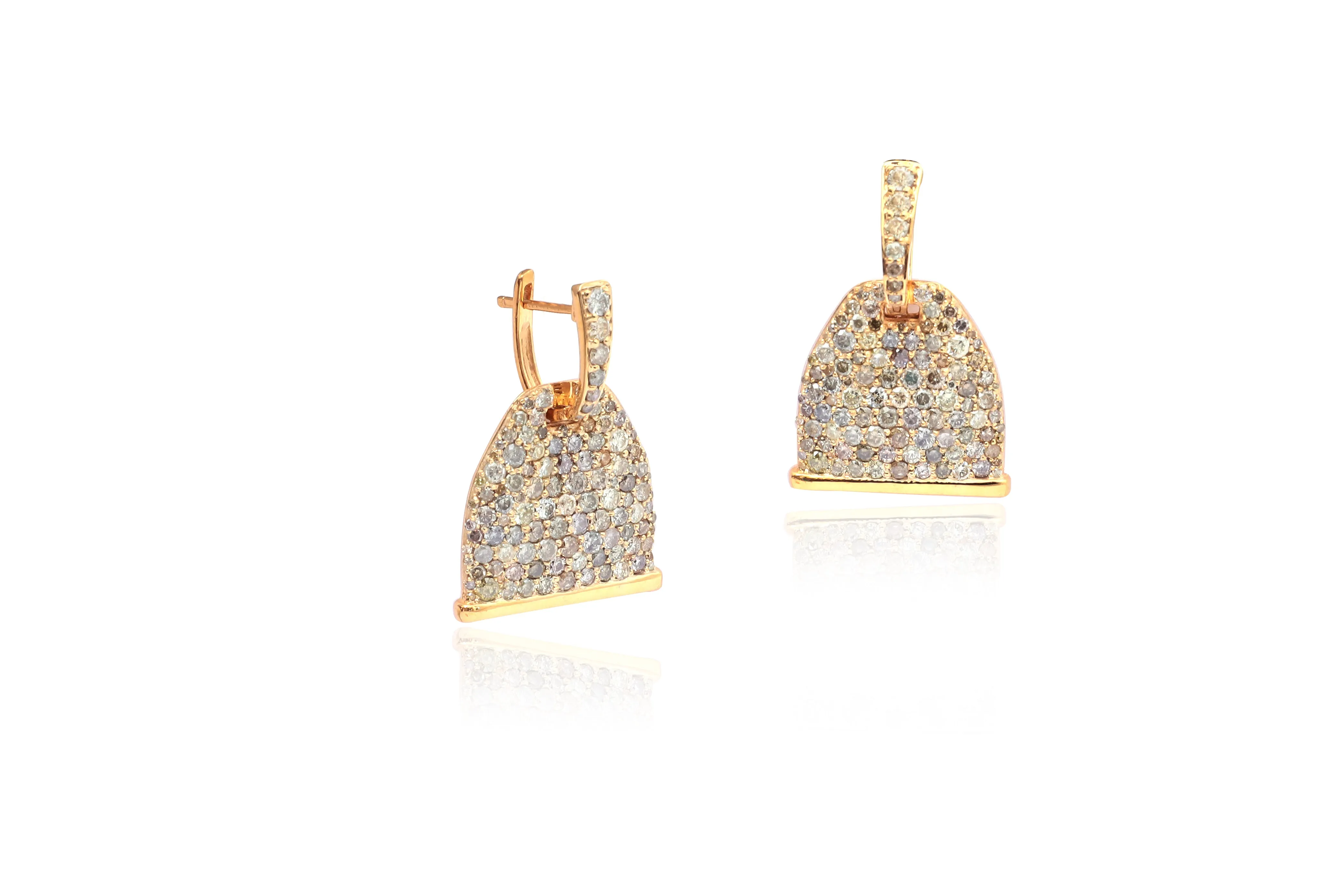 Multi-Colored Diamond Stirrup Drop Earrings