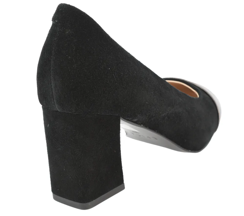 Pantofi eleganti, dama, EPICA, FH9107-717 negru, piele intoarsa, cu toc