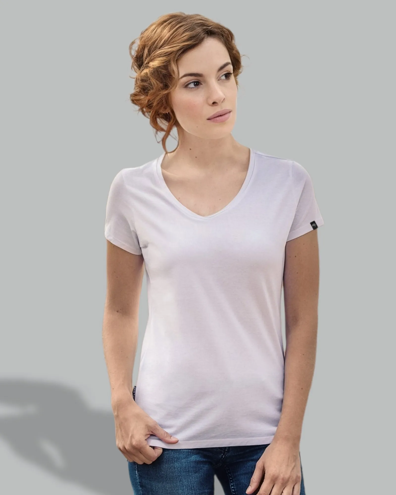 RMH 0202 ― Damen Luxury Bio-Baumwolle V-Neck T-Shirt - Dark Grau