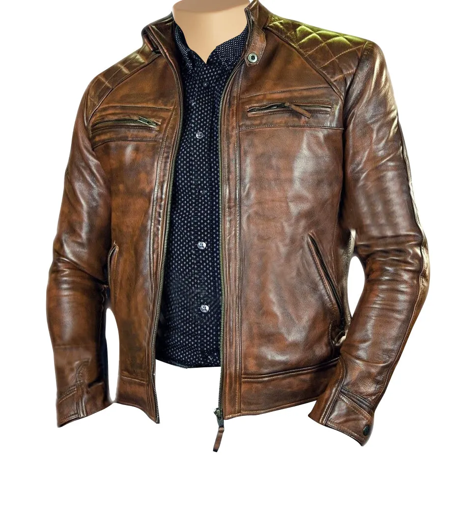 Roan Distressed Brown moto leather jacket