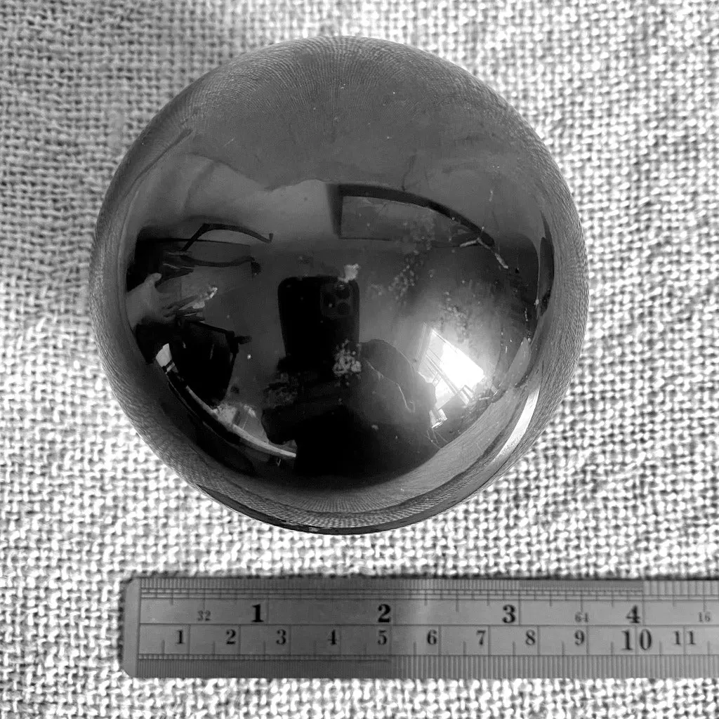 Shungite Sphere 3 Inch on Raw Rose Quartz Tea Lite Stand