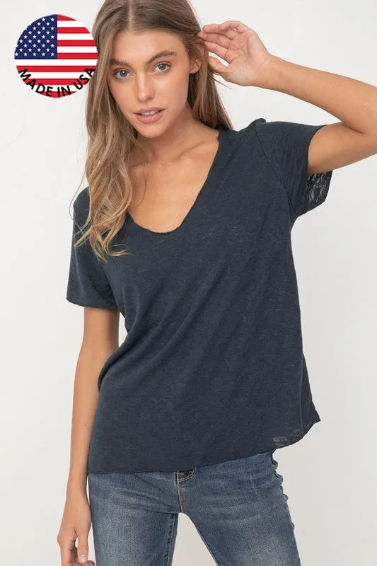 Slub Scoop Neck T-Shirt