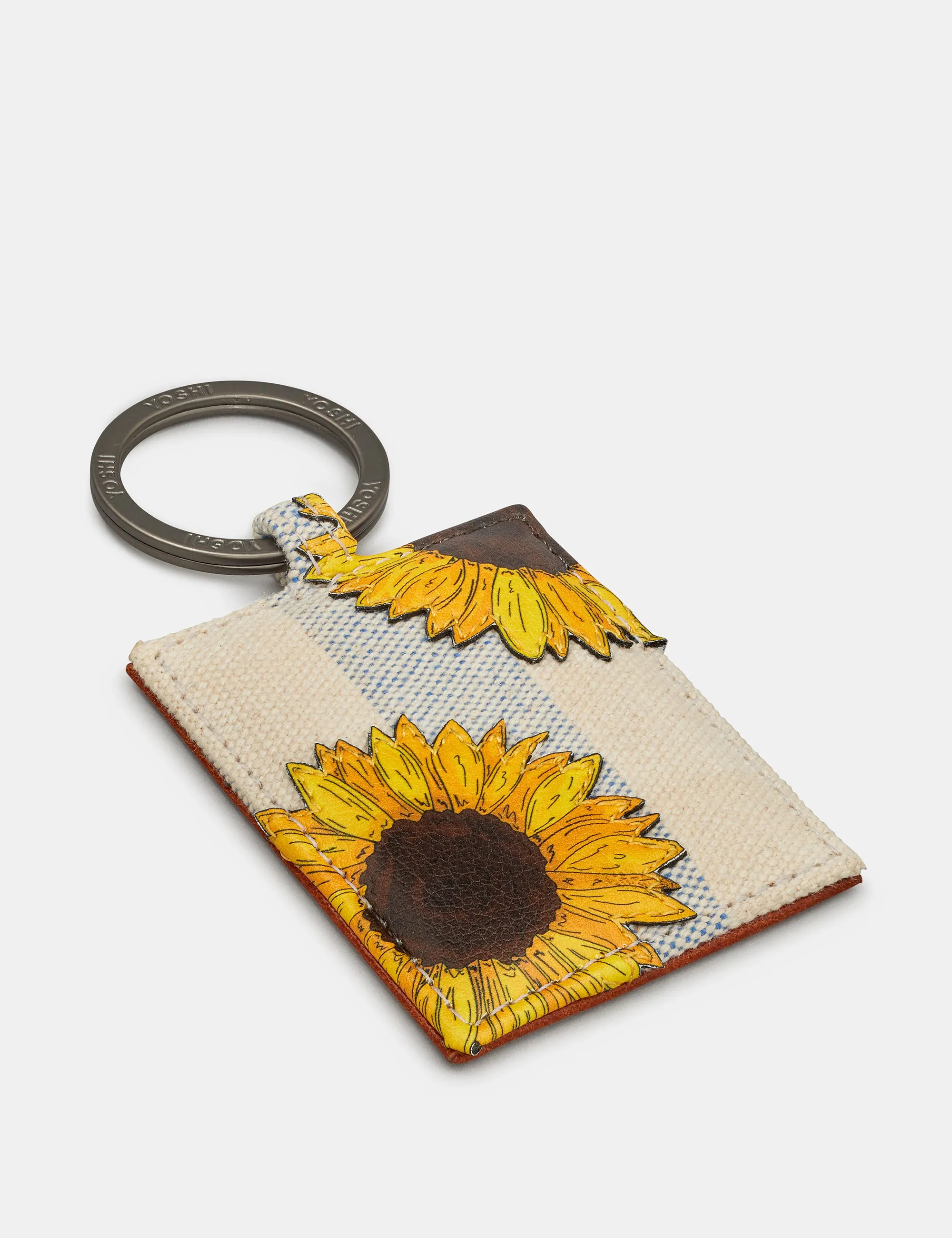 Sunflower Bloom Leather And Canvas Keyring