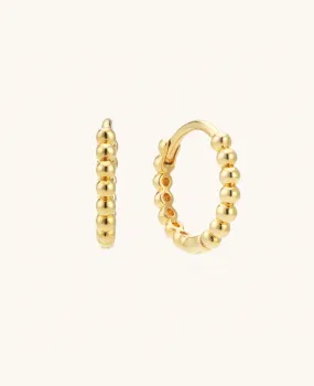 Thin Beaded Hoops Gold