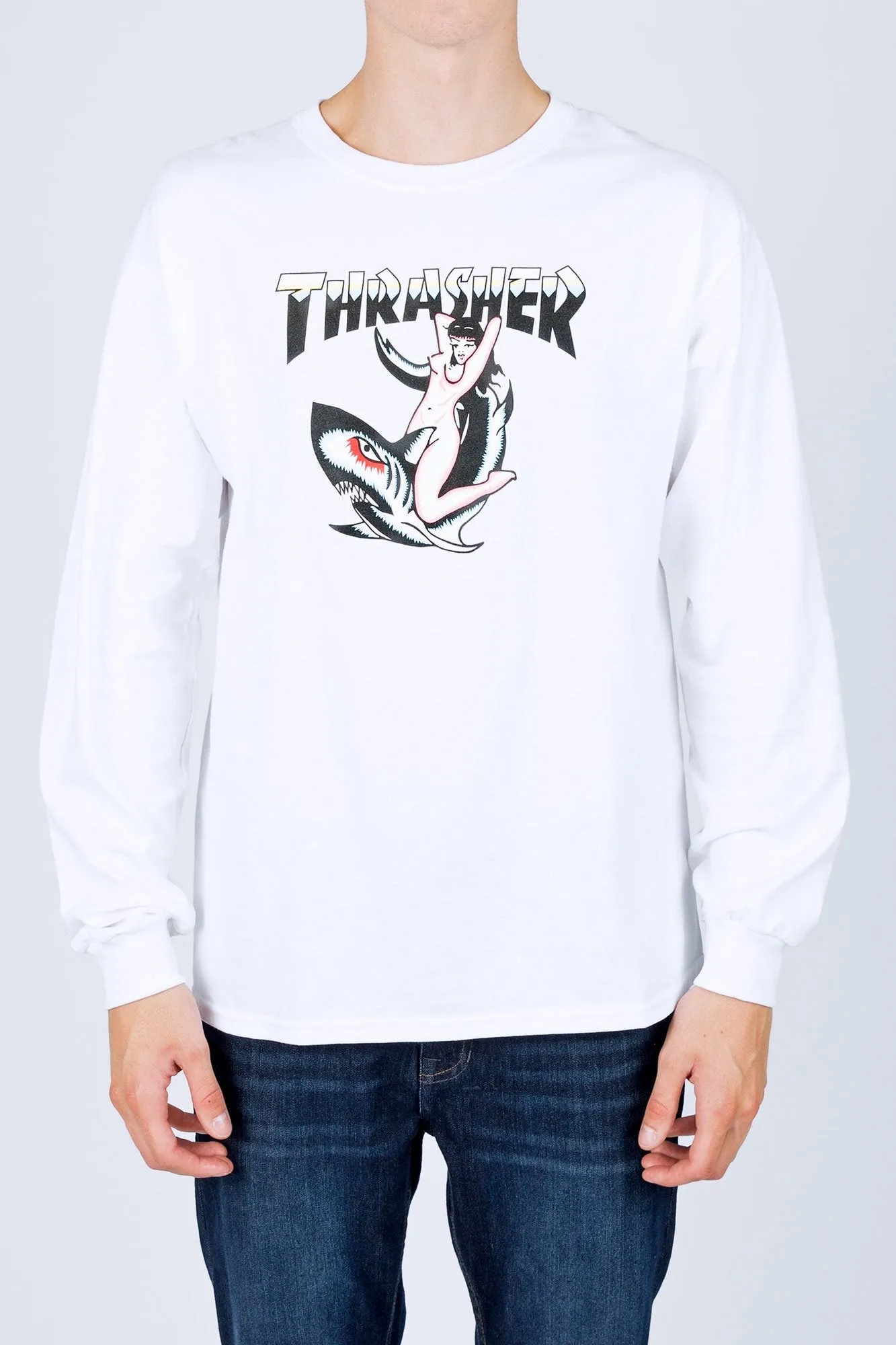 Thrasher Guys Tattoo White Long Sleeve Tee