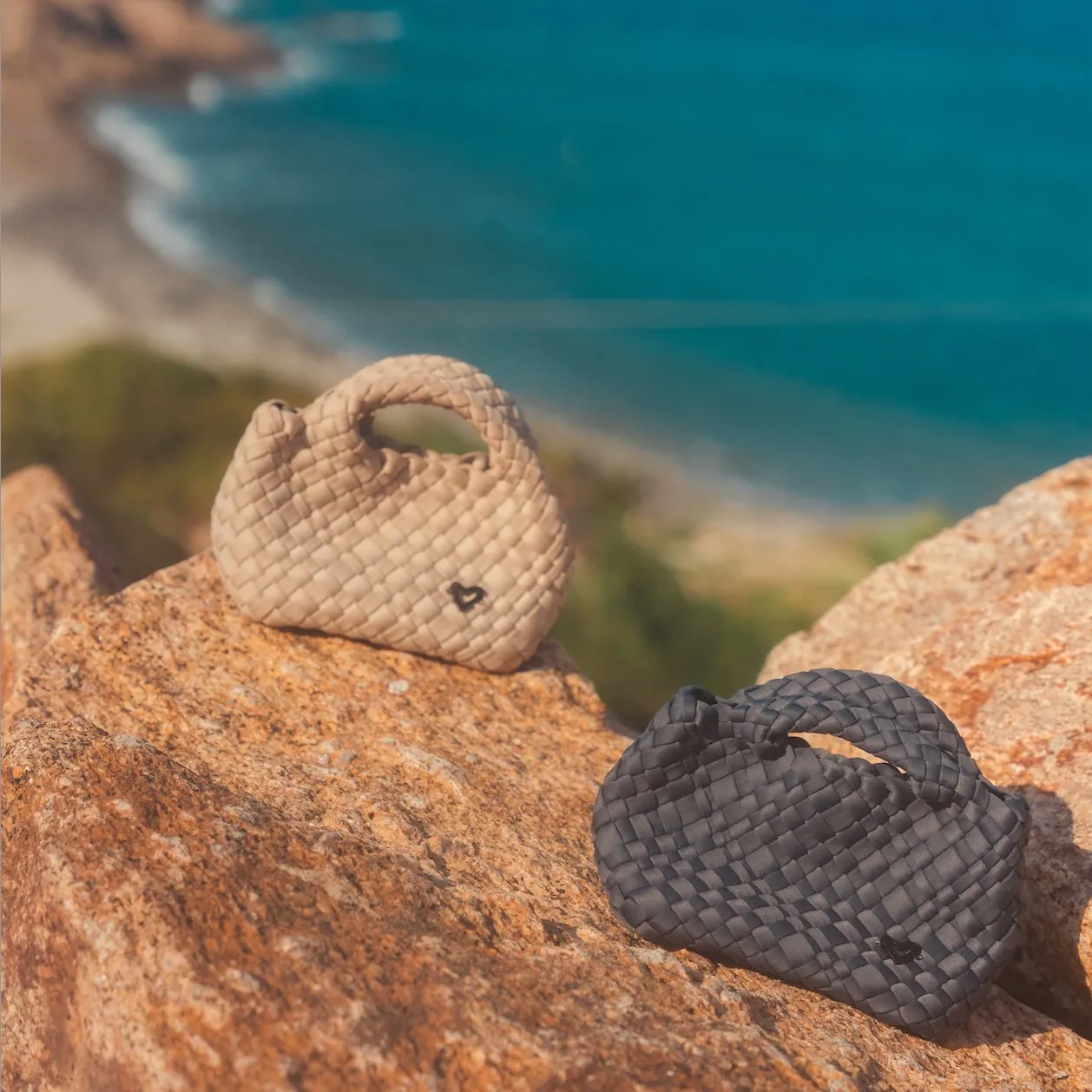 Tiny Mini Woven Tote - Charcoal