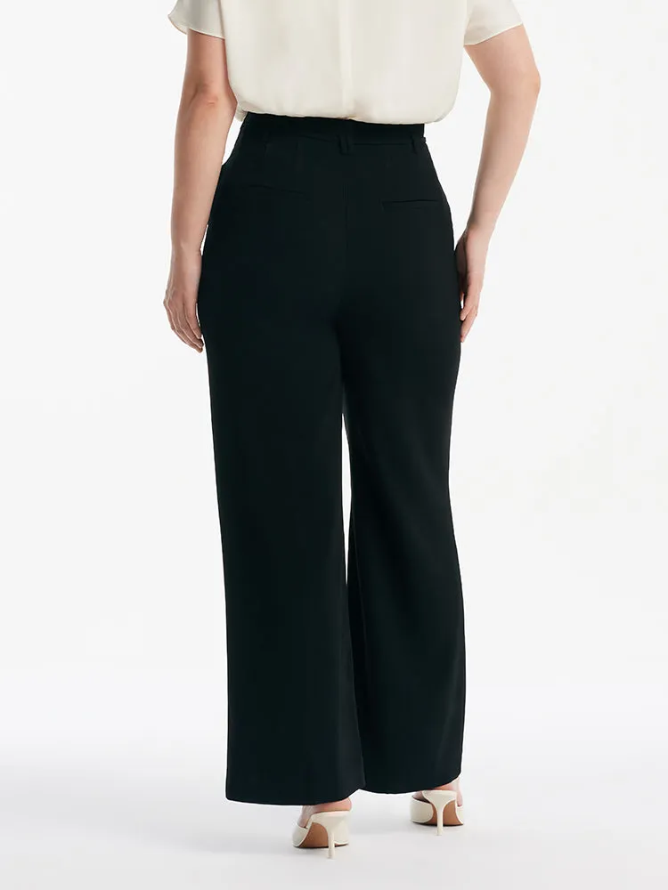 Triacetate High-Waisted Straight Women Pants With Rope Belt