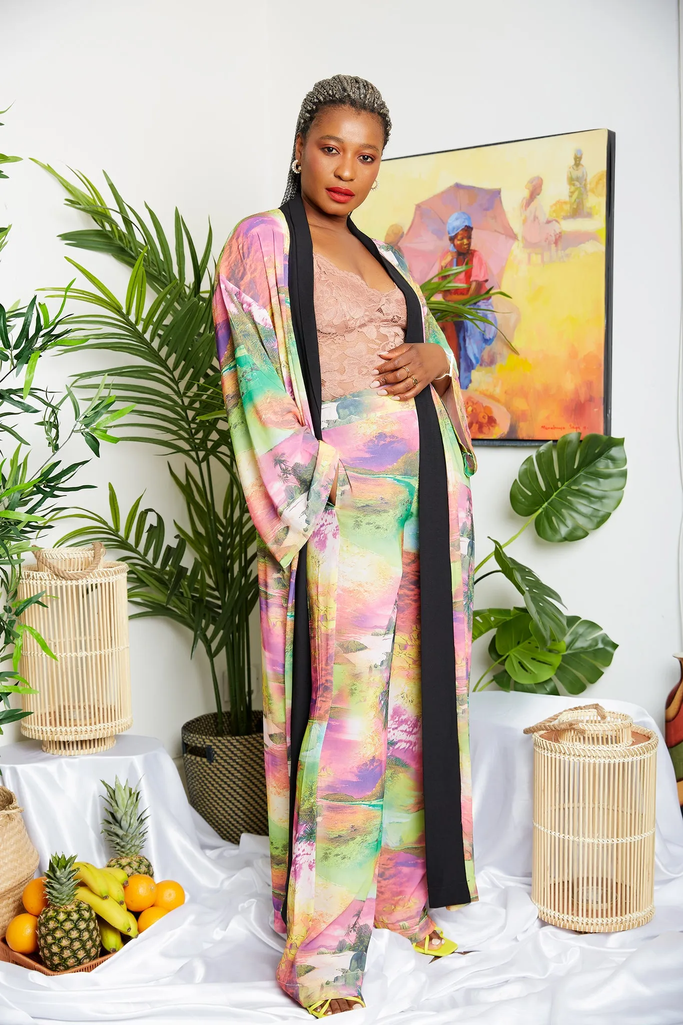 Tropical Soft Crepe Print Pallazo Trouser (Matching Kimono Sold separately) - Zamzam