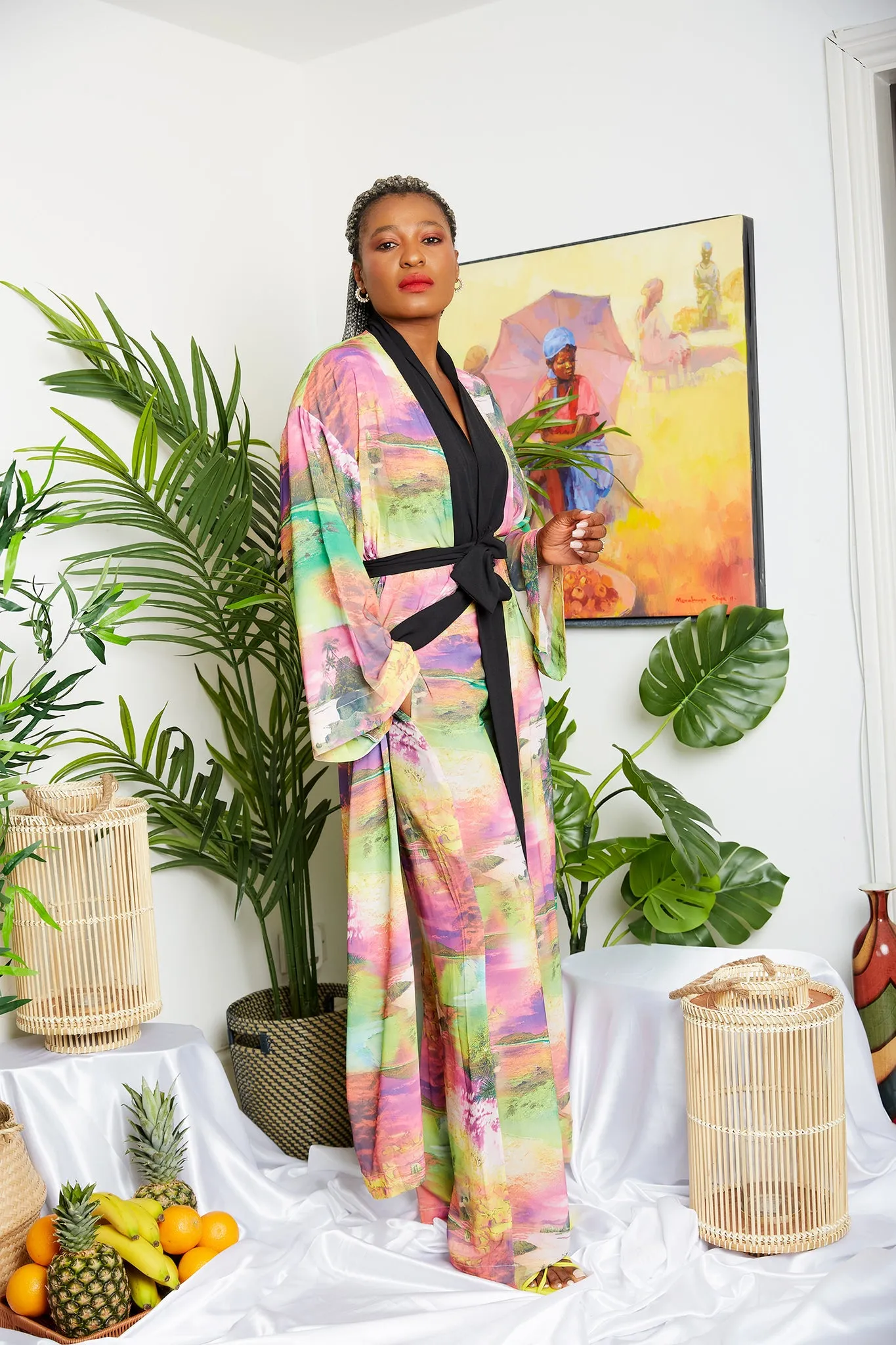 Tropical Soft Crepe Print Pallazo Trouser (Matching Kimono Sold separately) - Zamzam