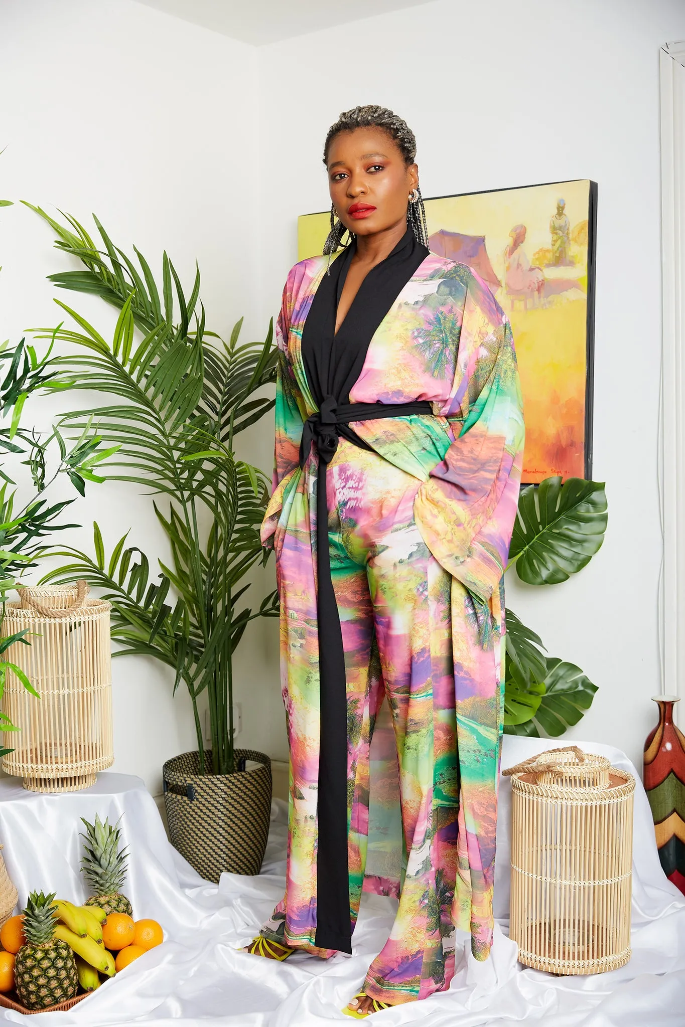 Tropical Soft Crepe Print Pallazo Trouser (Matching Kimono Sold separately) - Zamzam