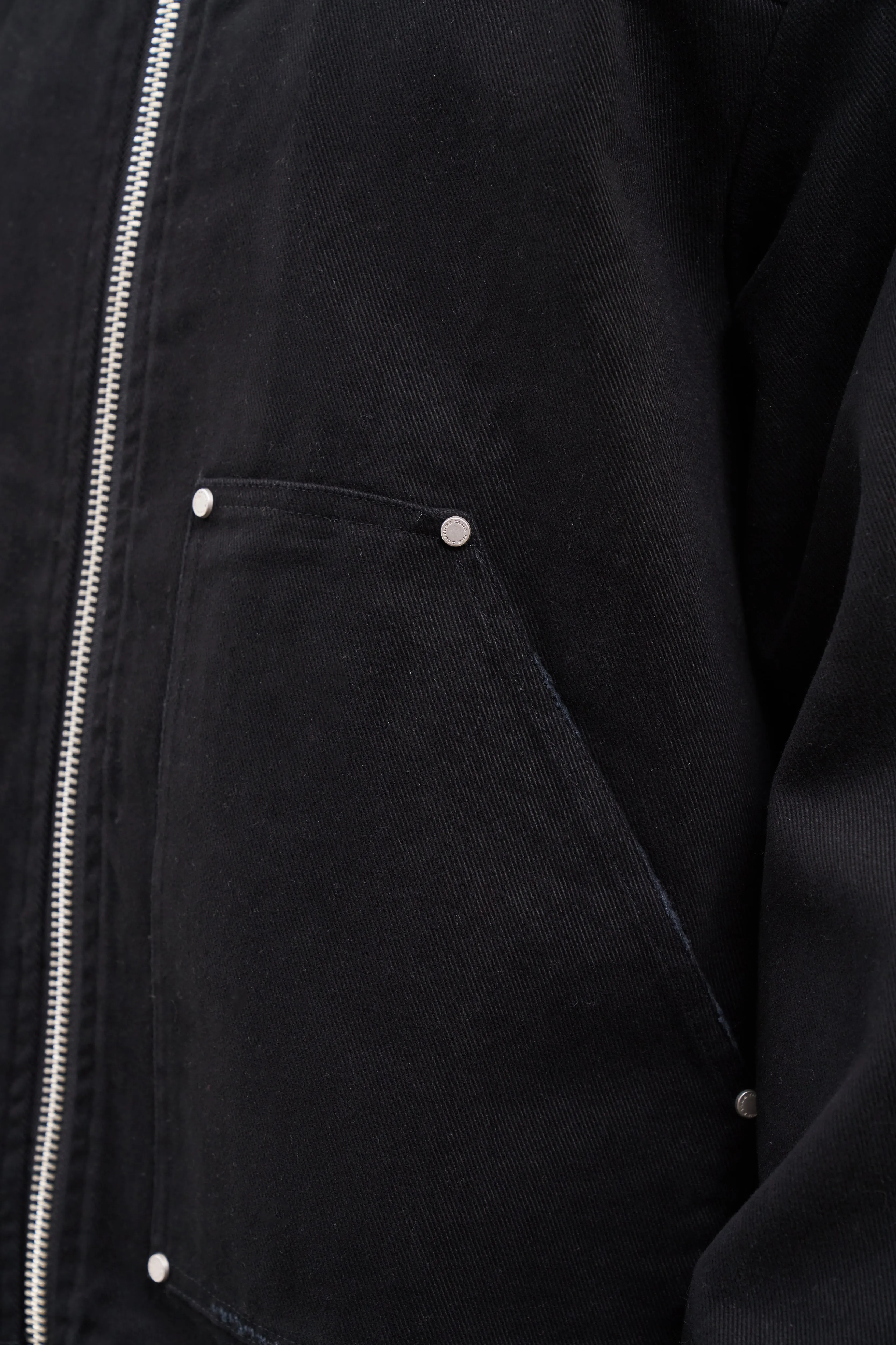 TWILL RIVET DETAIL CARPENTER JACKET - BLACK