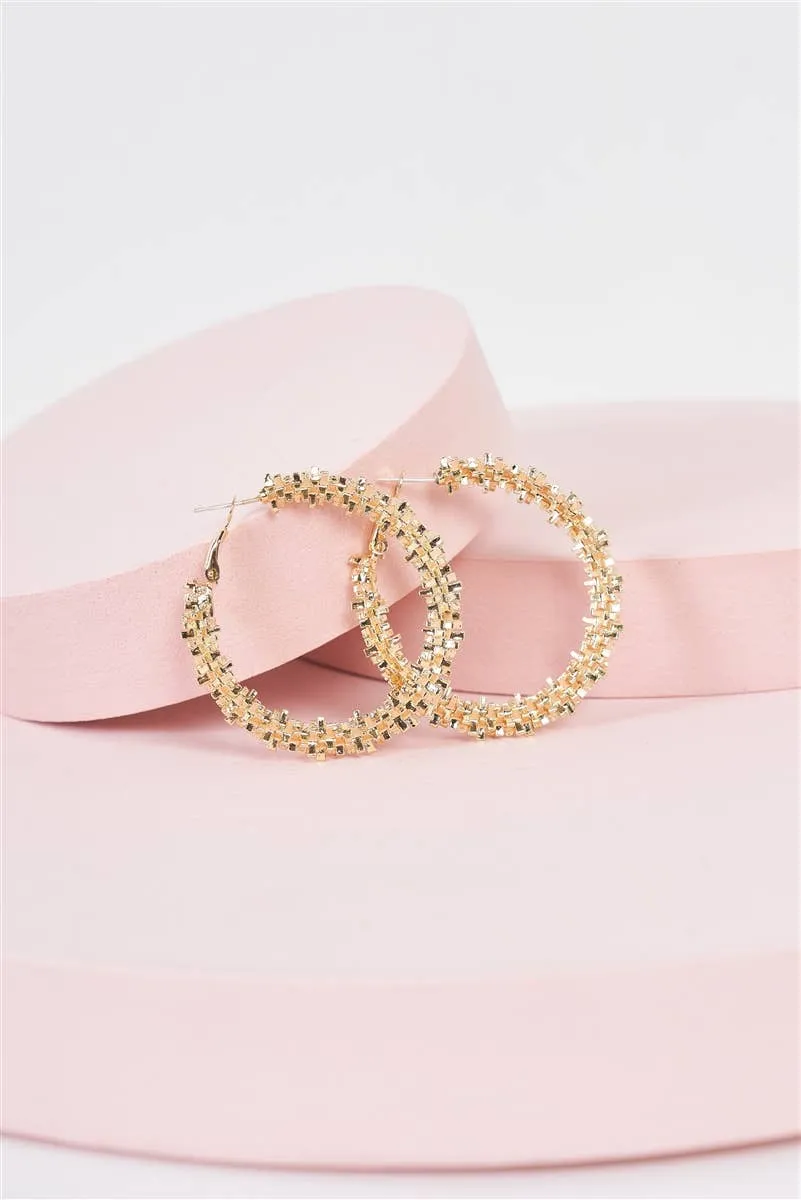 Wholesale Crashed Hoop Earrings - Gold