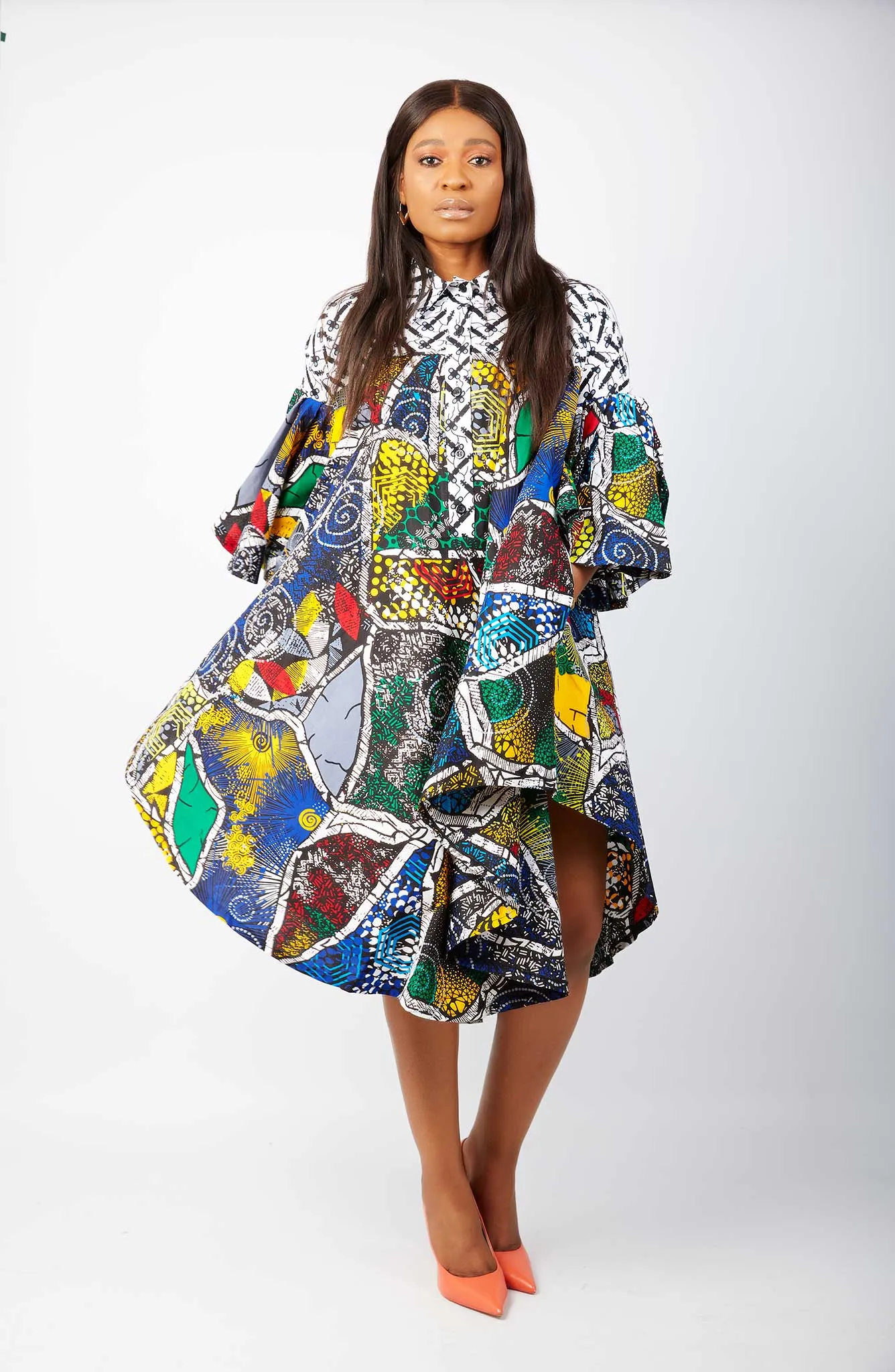 Yvonne African Ankara Print Shirt Dress